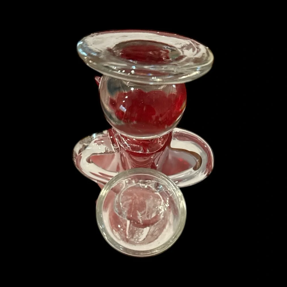 Vintage Art Glass Tea Light Angel Candle Holder 10" Mouth Blown - Picture 3 of 4